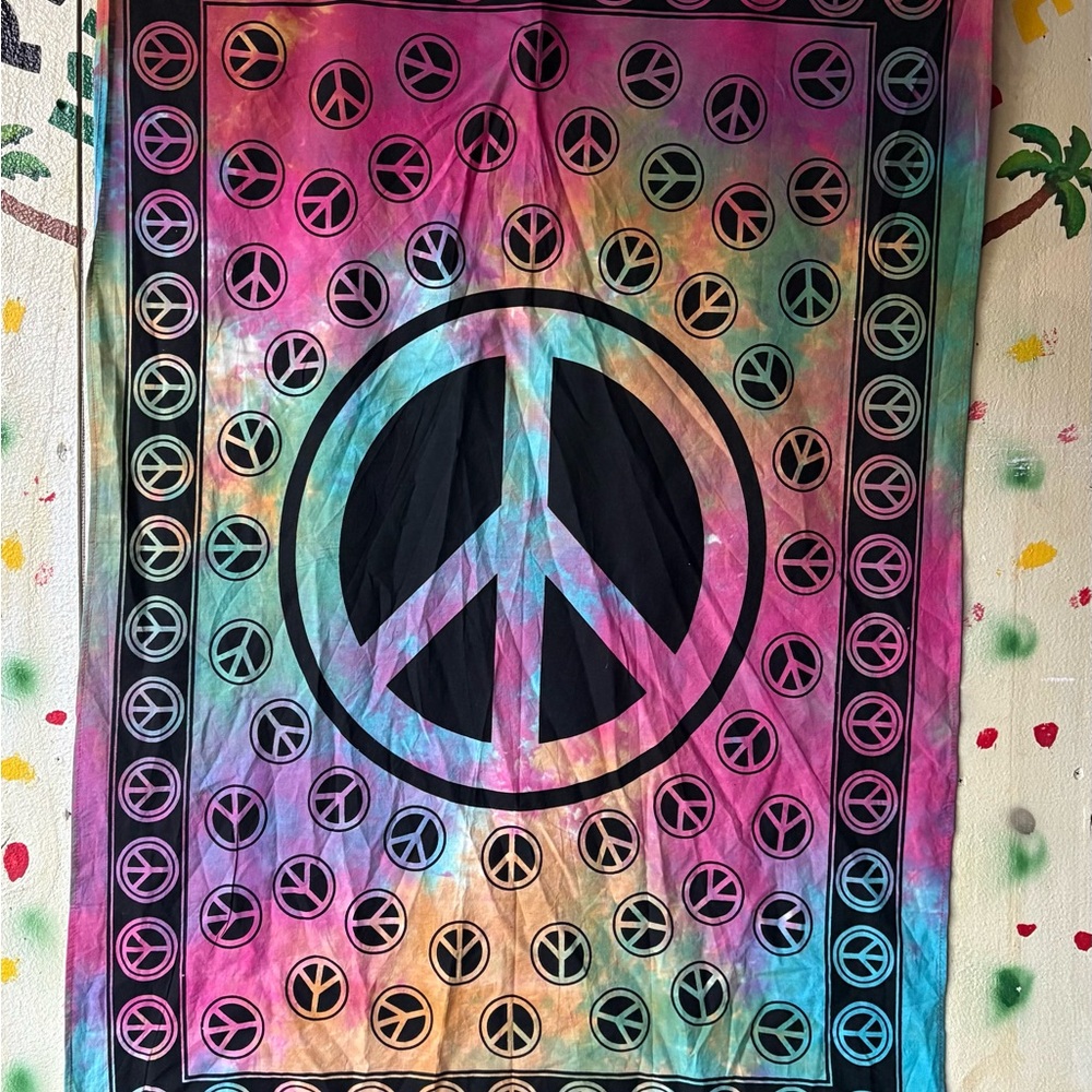 Multicolor Peace Sign Wall Tapestry